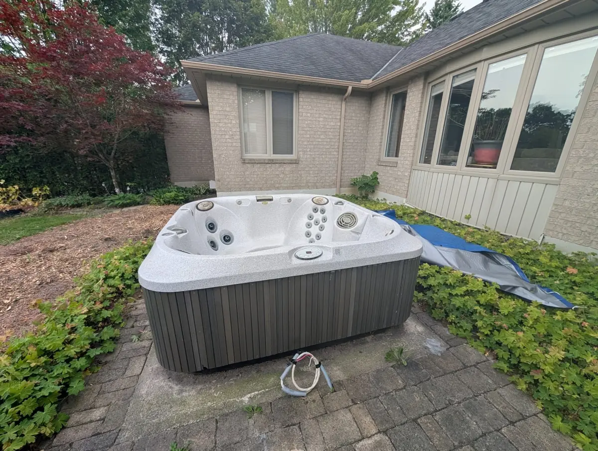 Stone patio placement in Newmarket